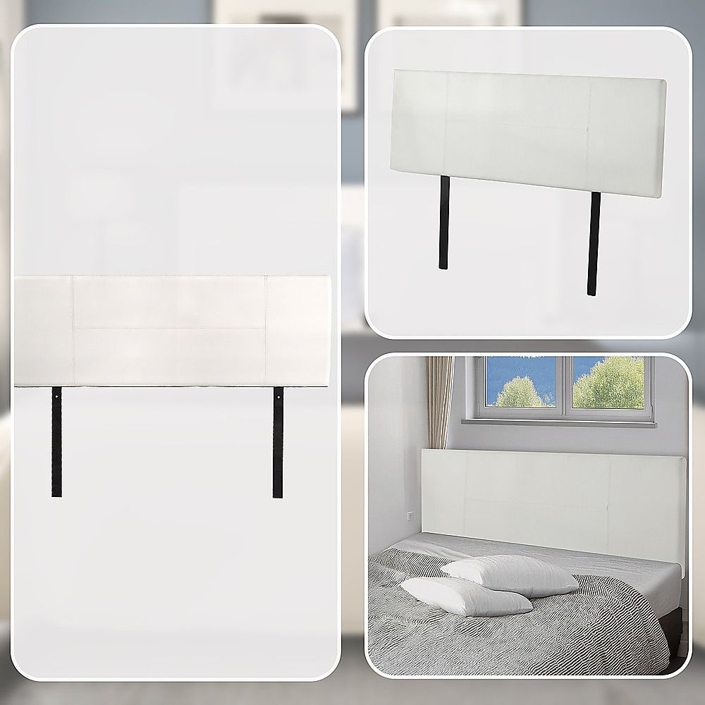 PU Leather Queen Bed Headboard Bedhead - White