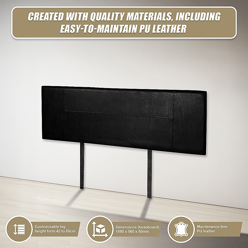 PU Leather King Bed Headboard Bedhead - Black