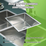 490x440mm Handmade 1.2mm Stainless Steel Undermount Topmount Kitchen Laundry Sink with Waste