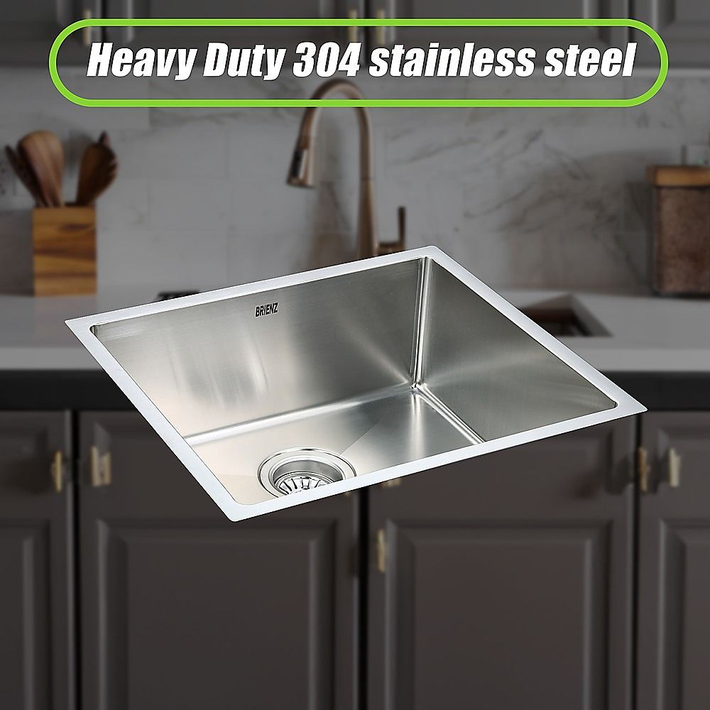 490x440mm Handmade 1.2mm Stainless Steel Undermount Topmount Kitchen Laundry Sink with Waste