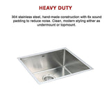 490x440mm Handmade 1.2mm Stainless Steel Undermount Topmount Kitchen Laundry Sink with Waste