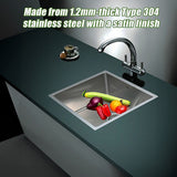 490x440mm Handmade 1.2mm Stainless Steel Undermount Topmount Kitchen Laundry Sink with Waste