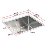 490x440mm Handmade 1.2mm Stainless Steel Undermount Topmount Kitchen Laundry Sink with Waste