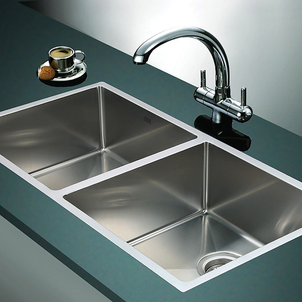 865x440mm Handmade Stainless Steel Undermount / Topmount Kitchen Sink with Waste