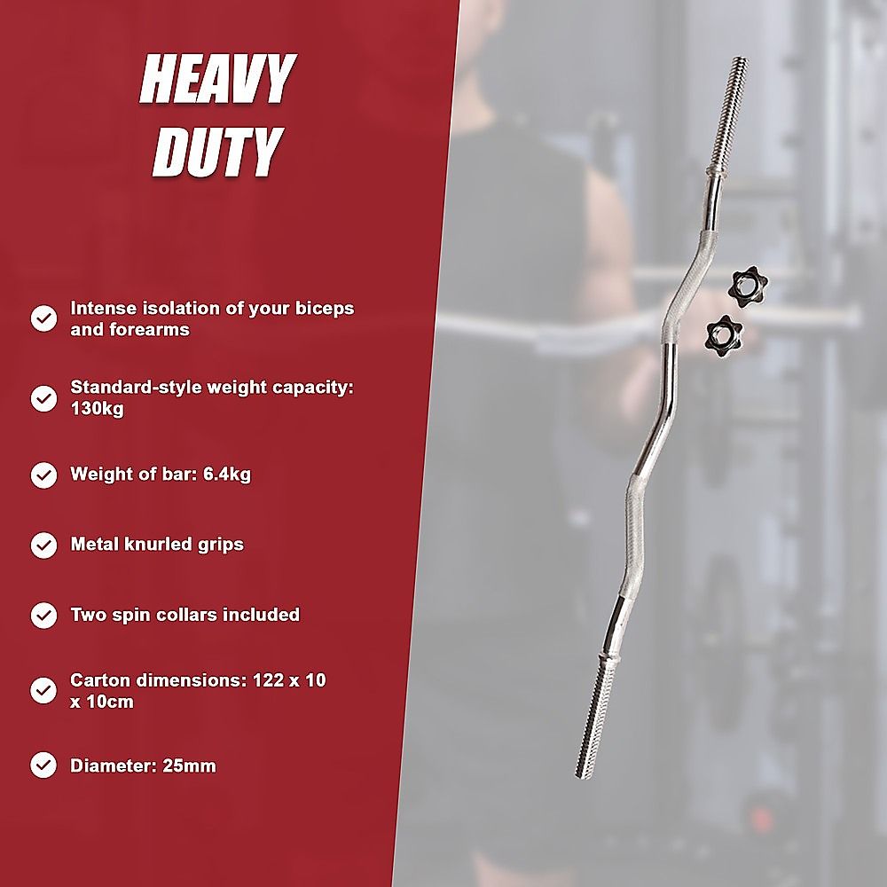 Heavy Duty EZ Curl Barbell – Weightlifting Bar with Spinlock Collars for Gym Training