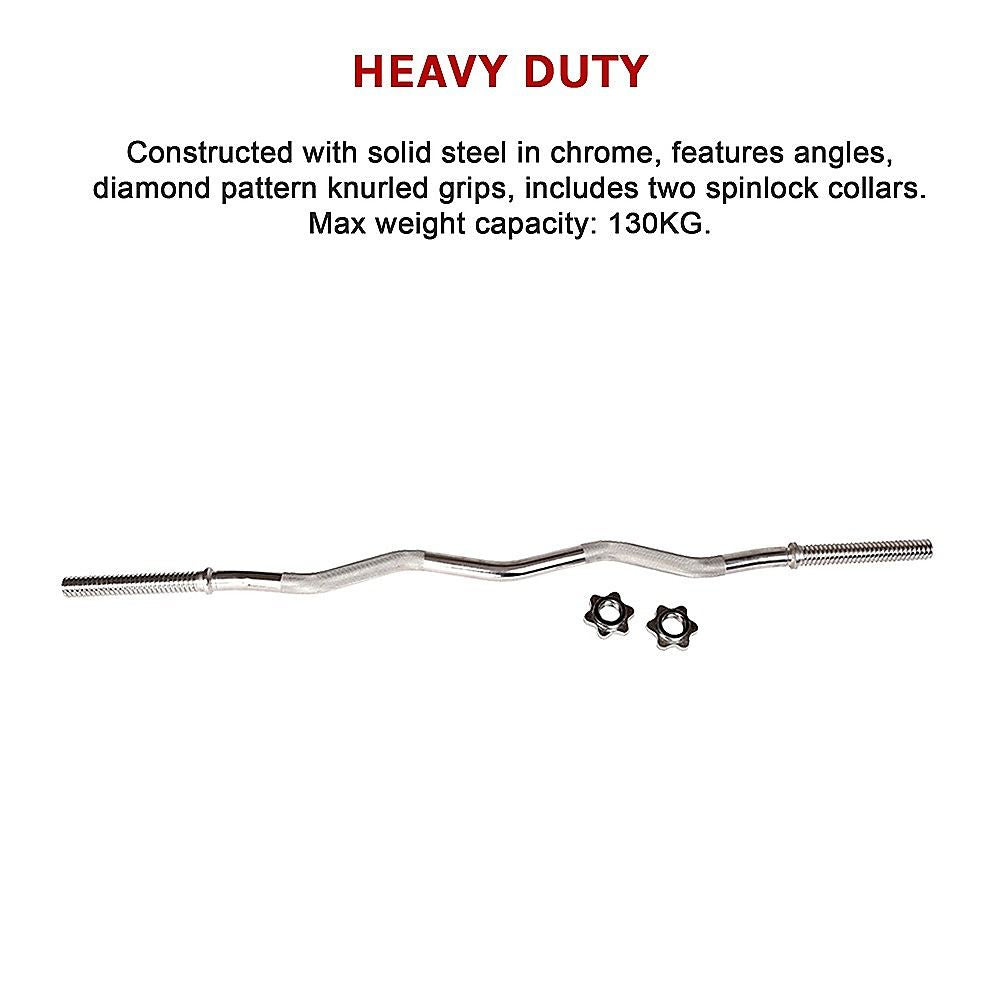 Heavy Duty EZ Curl Barbell – Weightlifting Bar with Spinlock Collars for Gym Training