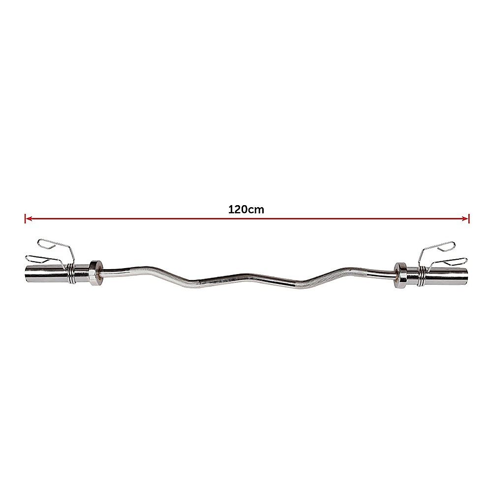 120cm Chrome Olympic EZ Curl Bar – Weightlifting Barbell for Home Gym Training