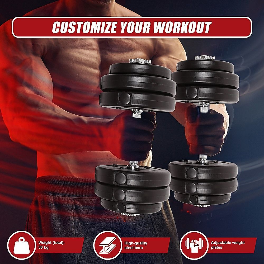 30KG Adjustable Dumbbell Set – Home Gym Weights for Strength & Fitness Training