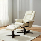Massage Chair Recliner – Cream PU Leather Chair with Ottoman & Remote
