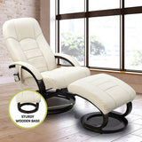Massage Chair Recliner – 8-Motor Cream PU Leather Chair & Ottoman
