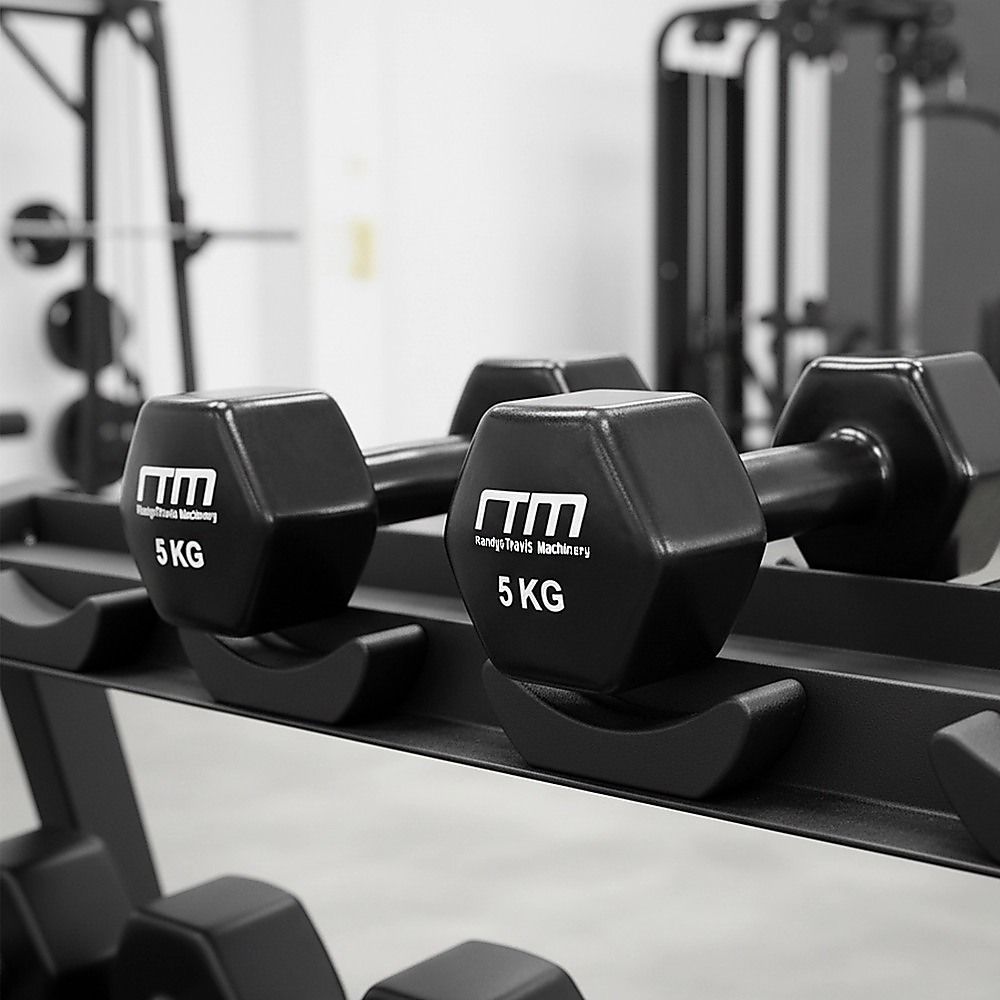 5kg Dumbbells Pair PVC Hand Weights Rubber Coated