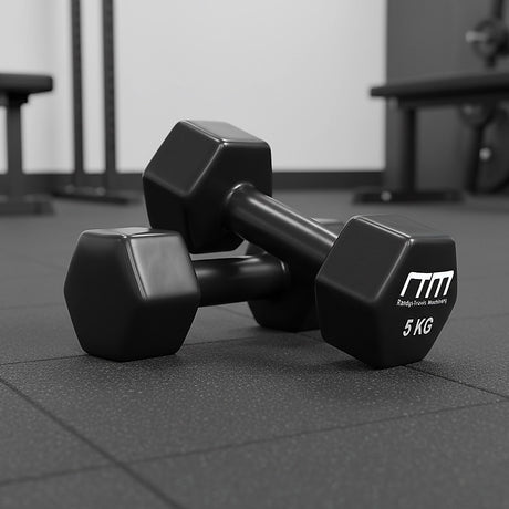 5kg Dumbbells Pair PVC Hand Weights Rubber Coated