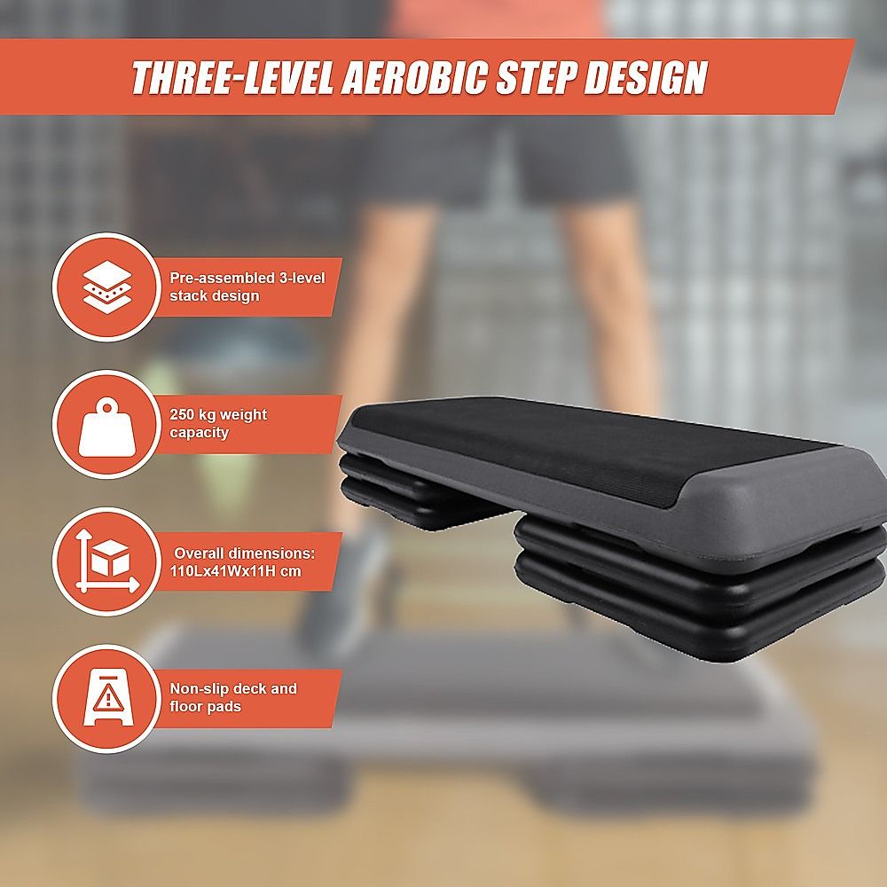 Aerobic Workout 4 Block Adjustable Step Platform for Home Gym Fitness Training Exercise