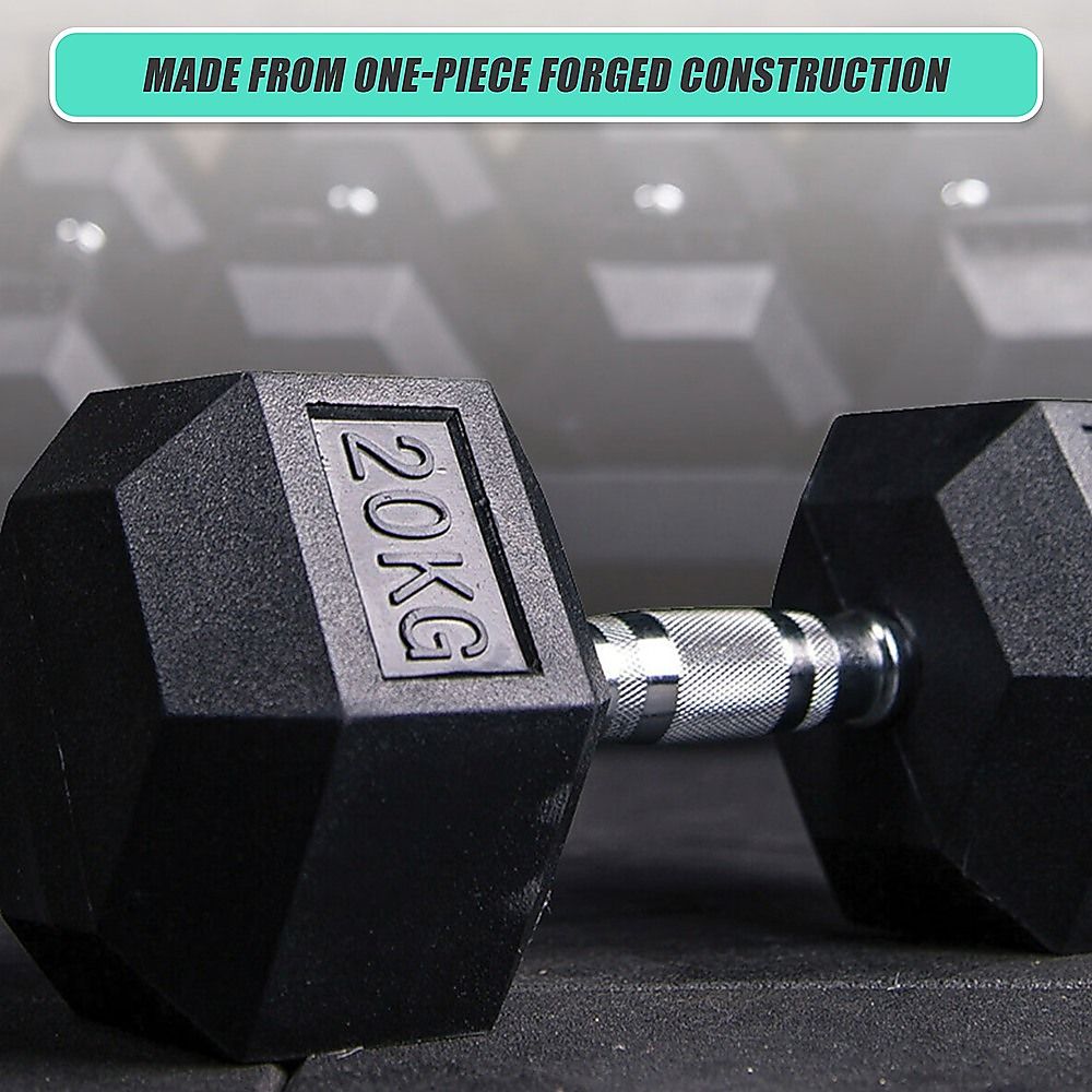 20KG Commercial Rubber Hex Dumbbell Gym Weight