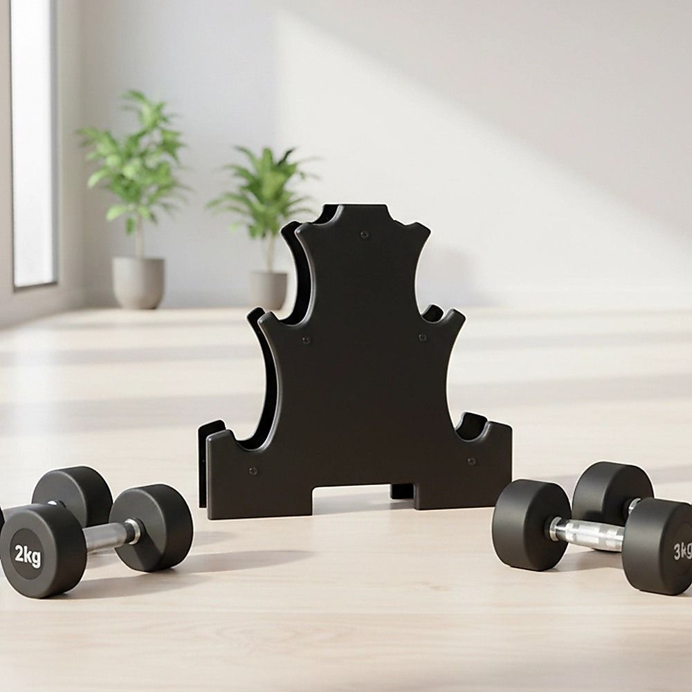 12kg Dumbbell Weights Set with Rack for Home Gym Training
