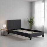 Single Linen Fabric Bed Frame Grey