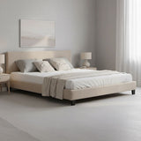 King Linen Fabric Bed Frame Beige