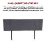 Linen Fabric King Bed Headboard Bedhead - Grey