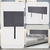 Linen Fabric King Bed Headboard Bedhead - Grey