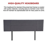 Linen Fabric King Bed Headboard Bedhead - Grey