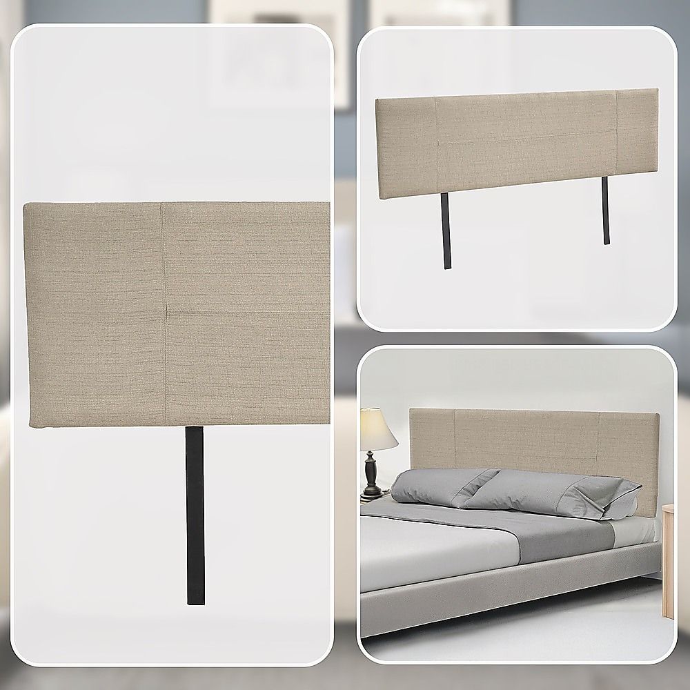 Linen Fabric King Bed Headboard Bedhead - Beige