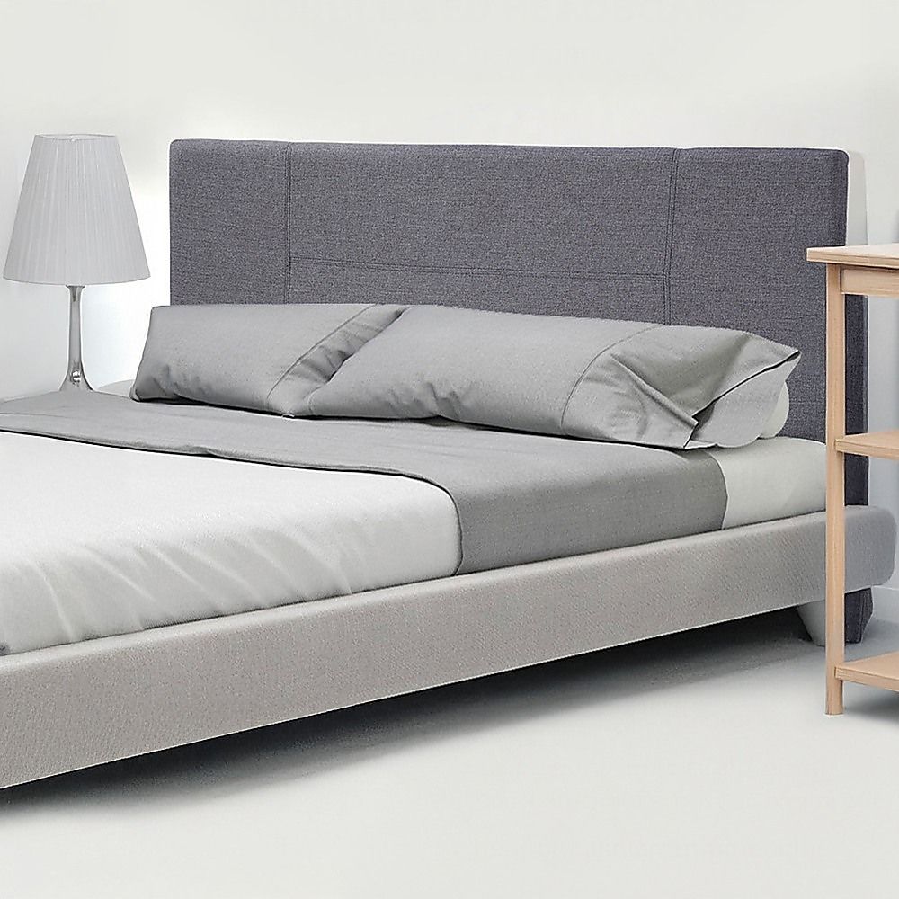 Linen Fabric Double Bed Headboard Bedhead - Grey