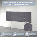 Linen Fabric Double Bed Headboard Bedhead - Grey