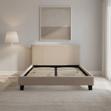 Queen Linen Fabric Bed Frame Beige
