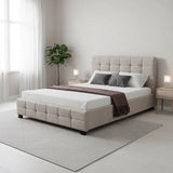 Linen Fabric Double Deluxe Bed Frame Beige