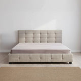 Linen Fabric King Deluxe Bed Frame Beige