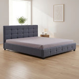 Linen Fabric King Deluxe Bed Frame Grey