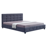 Linen Fabric King Deluxe Bed Frame Grey