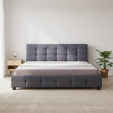 Linen Fabric King Deluxe Bed Frame Grey