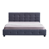 Linen Fabric King Deluxe Bed Frame Grey