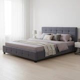 Linen Fabric King Deluxe Bed Frame Grey