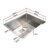 550x455mm Handmade 1.5mm Stainless Steel Kitchen Sink with Waste and Grid