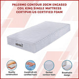 Contour Encased Coil King Single Mattress – Hybrid Support with CertiPUR-US® Certified Foam Comfort Layers