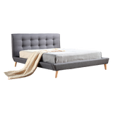 Double Linen Fabric Deluxe Bed Frame Grey
