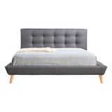 Double Linen Fabric Deluxe Bed Frame Grey