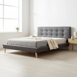 Queen Linen Fabric Deluxe Bed Frame Grey