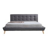 King Linen Fabric Deluxe Bed Frame Grey