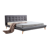 King Linen Fabric Deluxe Bed Frame Grey