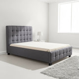 King Single Linen Fabric Deluxe Bed Frame Grey