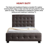 King Single PU Leather Deluxe Bed Frame Brown
