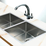 865x440mm Handmade Stainless Steel Undermount / Topmount Kitchen Sink with Waste