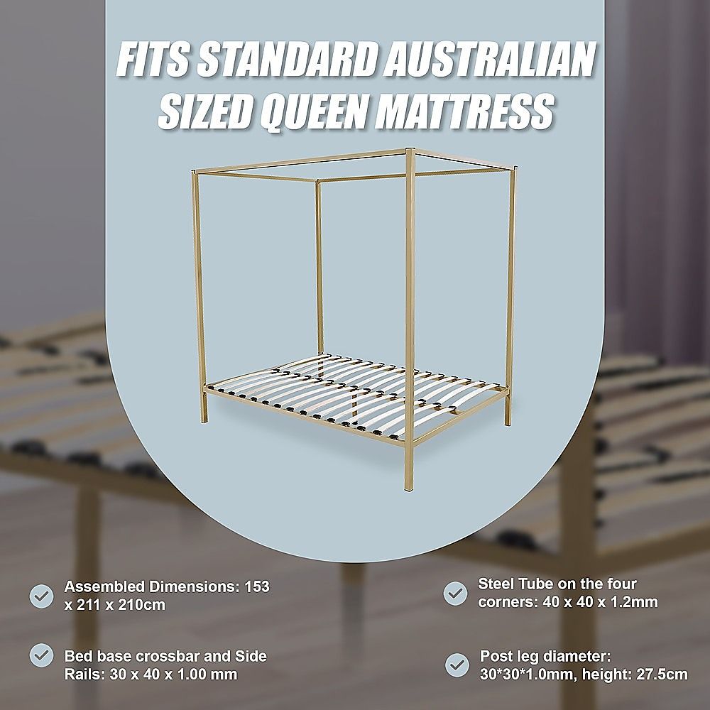 4 Four Poster Queen Bed Frame