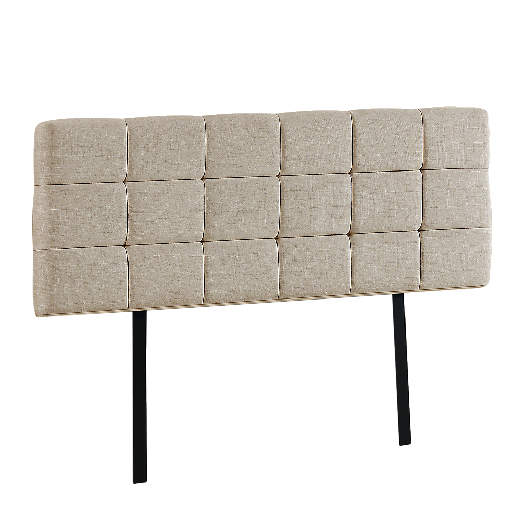 Linen Fabric King Bed Deluxe Headboard Bedhead - Beige