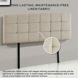 Linen Fabric King Bed Deluxe Headboard Bedhead - Beige