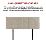 Linen Fabric King Bed Deluxe Headboard Bedhead - Beige