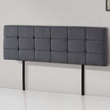 Linen Fabric King Bed Deluxe Headboard Bedhead - Grey